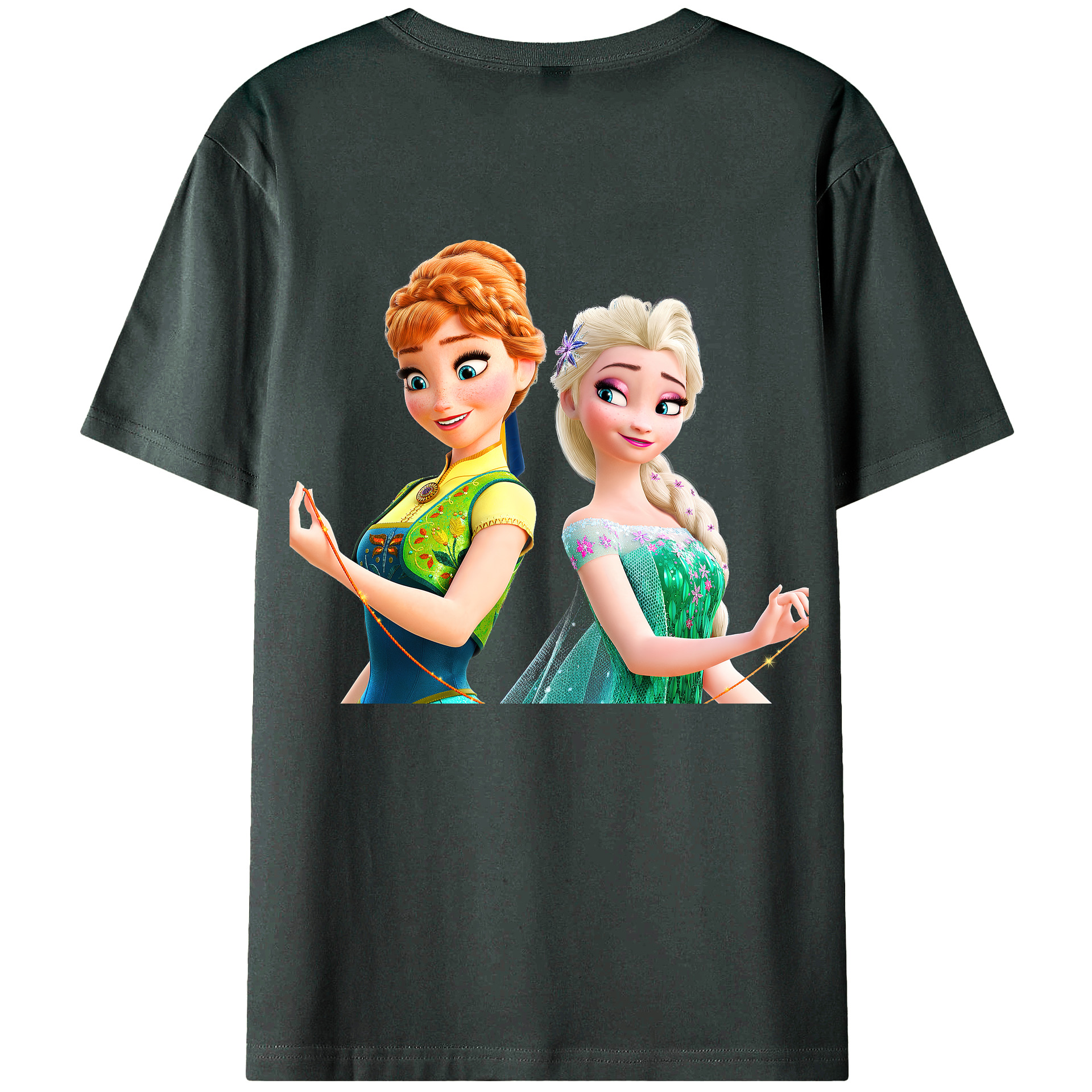 （画像用） アナと雪の女王 アンナ エルサ Frozen Anna Elsa 綿100％ メンズ半袖Tシャツ（バックプリント） 通気性